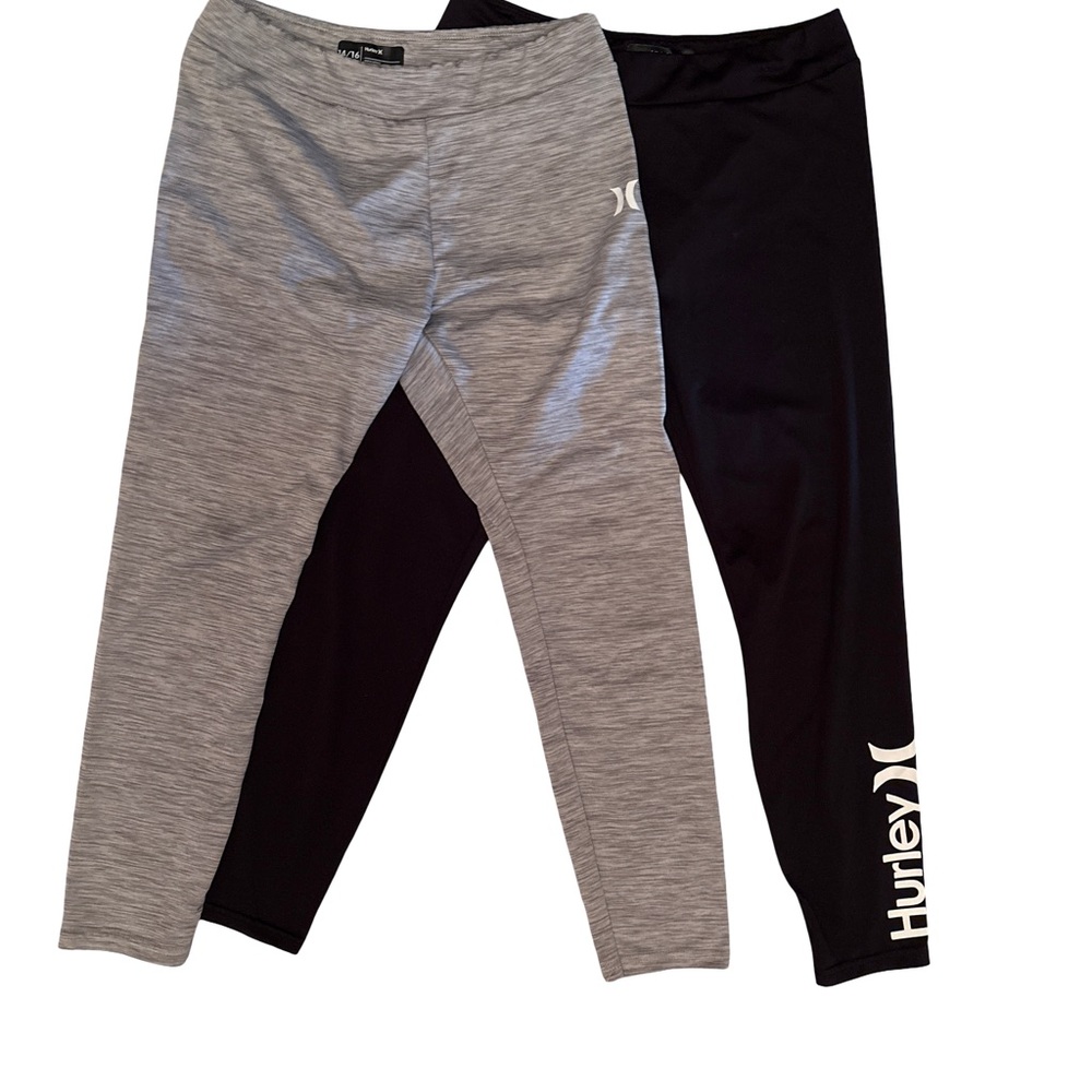Hurley Kids' Gray and Black Leggings Set - size 14-16